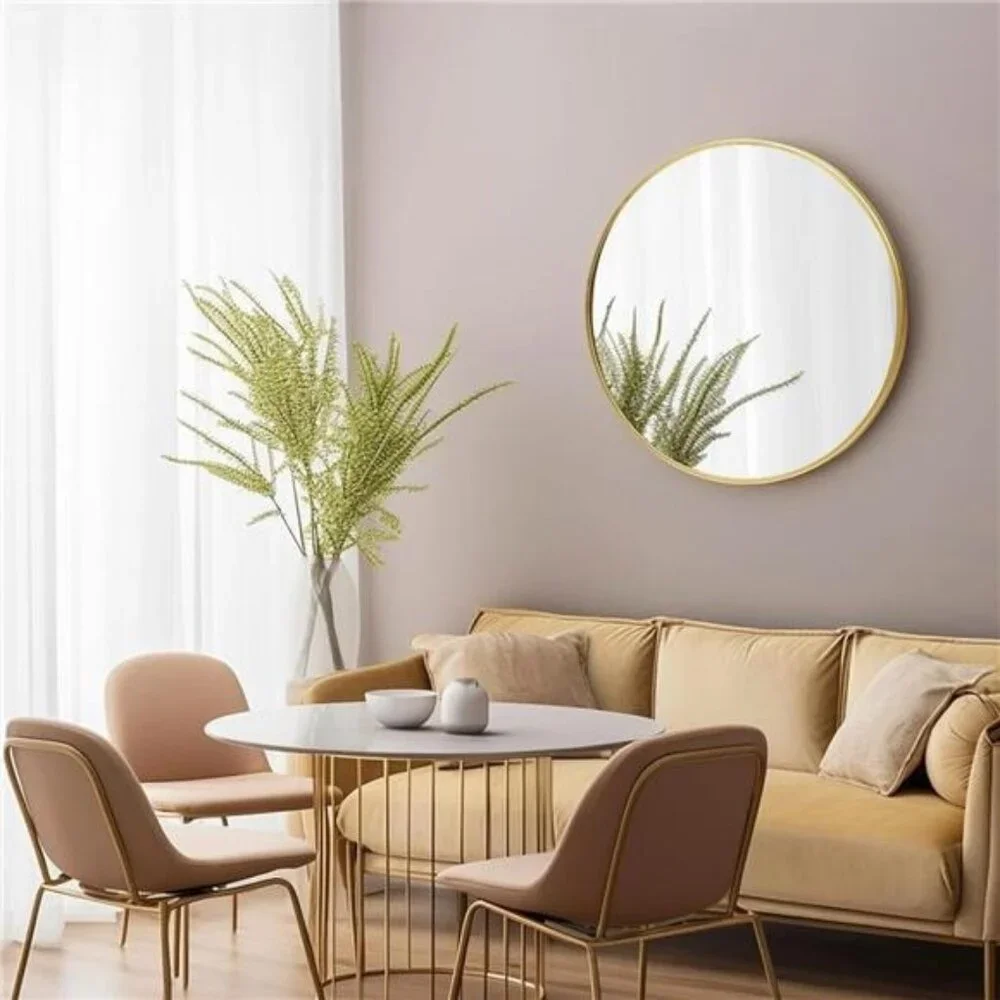 NEW West Elm Gold Circle Round Metal Framed Boho Wall Entry Mirror - 20